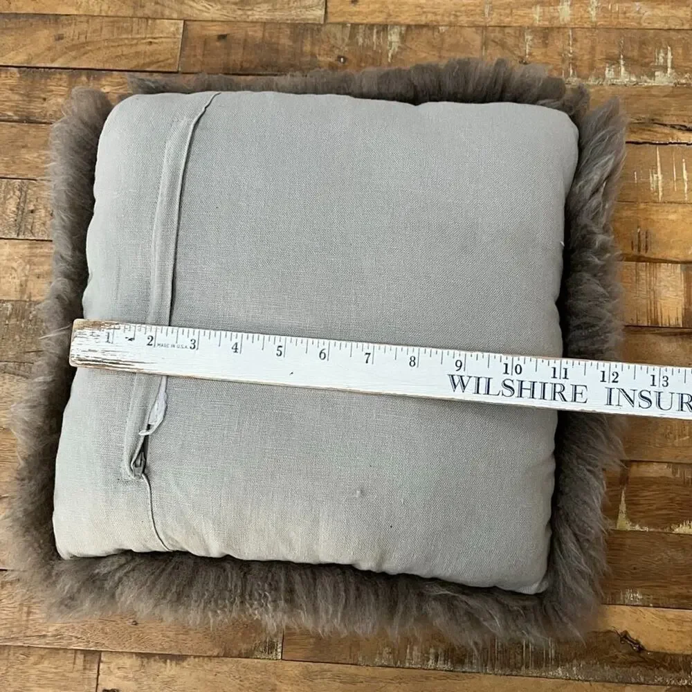 Luxury Gray Tibetan Lamb Fur Throw Pillow 11